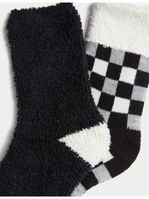 Jednobarevné ponožky s geometrickým vzorem Marks & Spencer černé