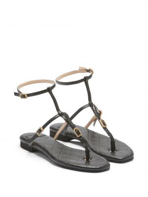 Leder sandale mit schnalle mit kristallen N°21 schwarz