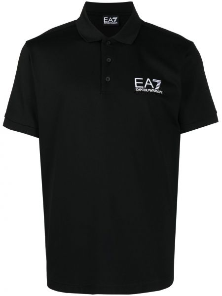 Brodert poloskjorte Ea7 Emporio Armani svart