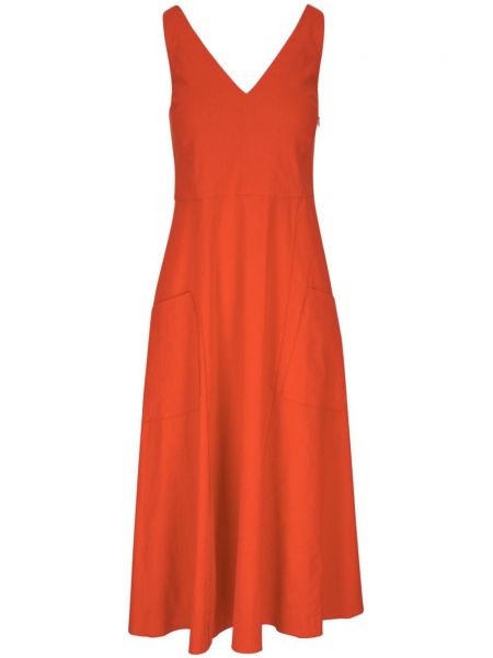 Laneni haljina na naramenice s v-izrezom Vince crvena
