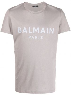 T-shirt con stampa Balmain grigio