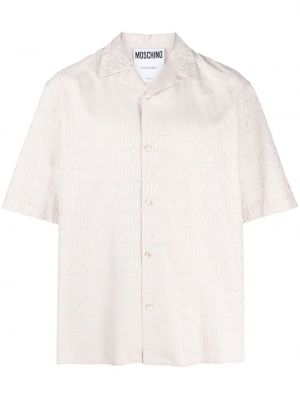 Žakárová bavlněná košile Moschino béžová