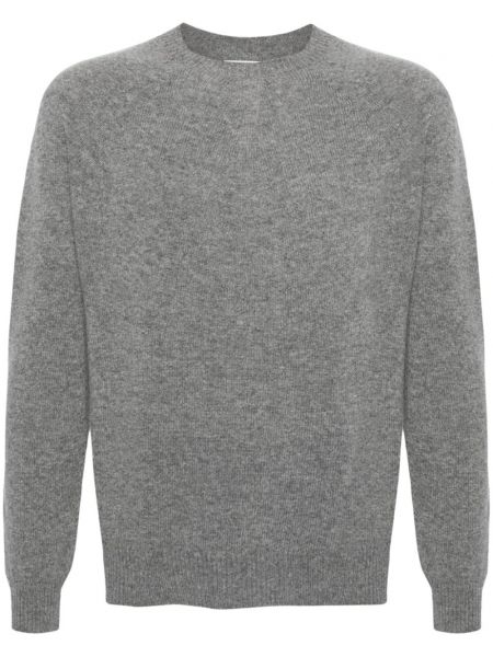 Vlnený dlhý sveter s okrúhlym výstrihom Jil Sander sivá