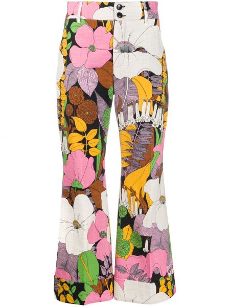 Pantaloni cu model floral cu imagine La Doublej