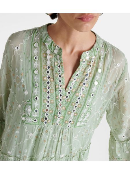 Bavlněné šaty s výšivkou Juliet Dunn zelené