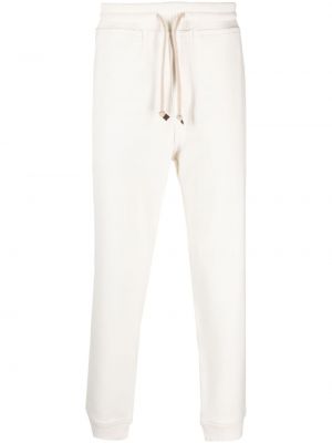 Vlnené teplákové nohavice Brunello Cucinelli biela