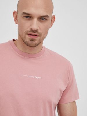 Pepe Jeans t-shirt bawełniany ANDREAS kolor różowy z nadrukiem