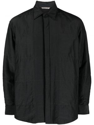 Dygsniuota medvilninė šilkinė marškiniai Auralee juoda