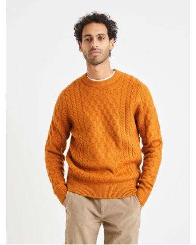 Pletený pletený sveter Celio oranžová