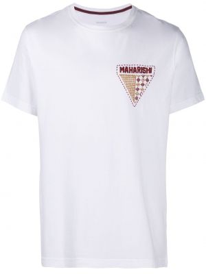 T-shirt brodé en coton Maharishi blanc