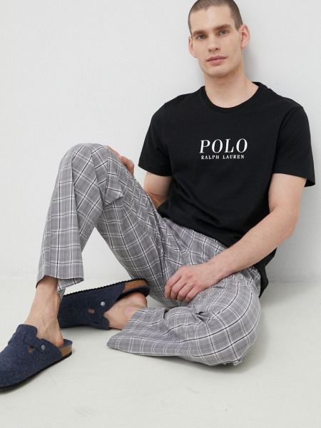 Пижама с принт с къс ръкав Polo Ralph Lauren черно