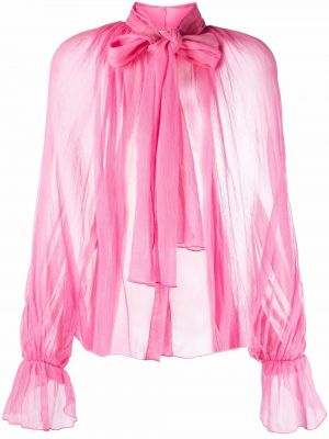 Прозрачна копринена блуза Atu Body Couture розово