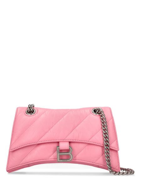 Bolsa de hombro de cuero Balenciaga rosa