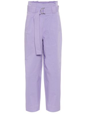 Pantaloni cu picior drept cu talie înaltă Ganni violet