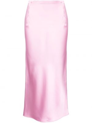 Viskózové saténové midi sukně Nº21 - růžová