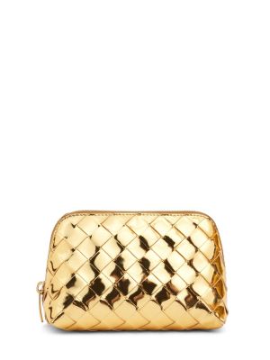 Δερμάτινη καλλυντική τσάντα με φερμουάρ Bottega Veneta χρυσό