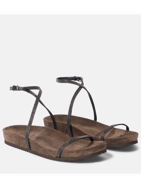 Leder sandale Brunello Cucinelli schwarz