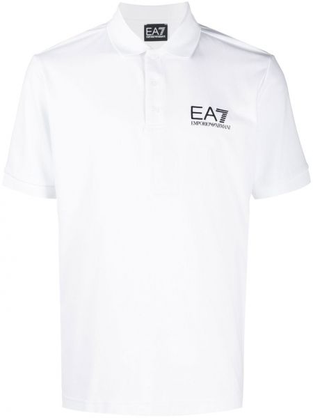 Brodert poloskjorte Ea7 Emporio Armani hvit