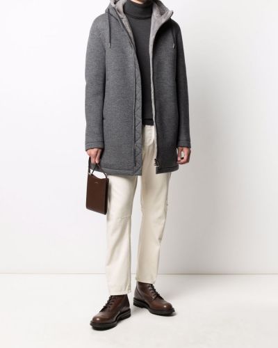 Abrigo corto con capucha con estampado de espiga Herno gris