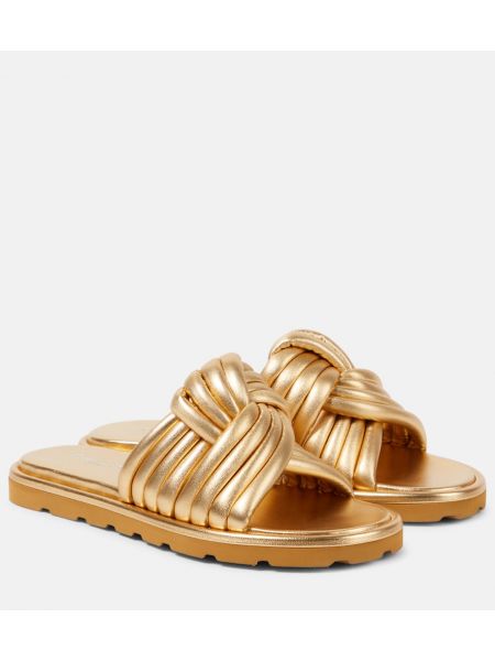 Usnjene nizki čevlji Gianvito Rossi zlata