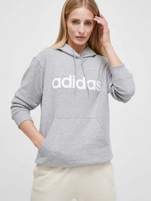 Kapucnis pamut pulóver Adidas szürke