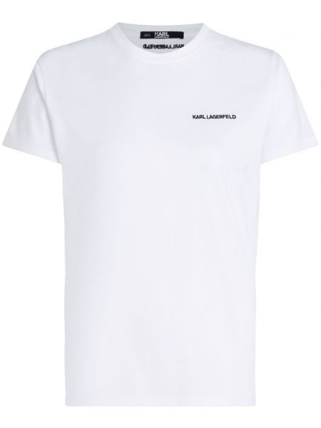 Bavlněné tričko s výšivkou Karl Lagerfeld bílé