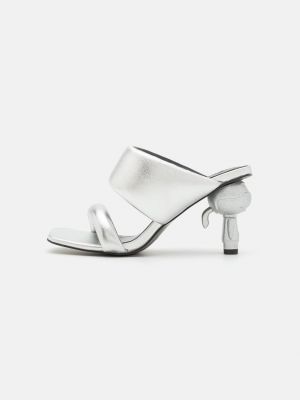 Мюли на каблуке Karl Lagerfeld серебряные