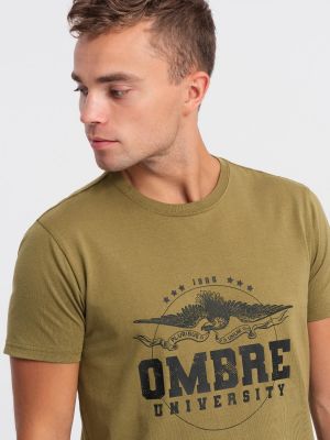 Βαμβακερή μπλούζα με σχέδιο Ombre χακί