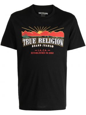 Βαμβακερή μπλούζα με σχέδιο True Religion μαύρο