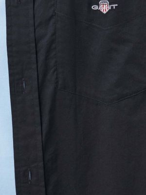Pernata pamučna košulja s gumbima Gant crna