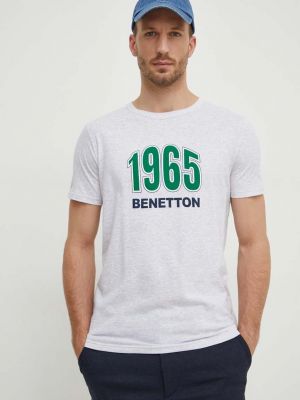 Koszulka bawełniana z nadrukiem United Colors Of Benetton szara
