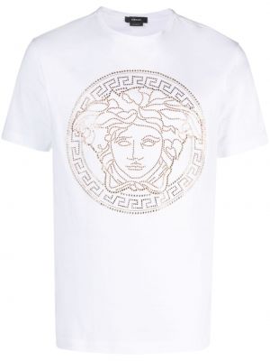 Bavlnené tričko s cvočkami Versace biela