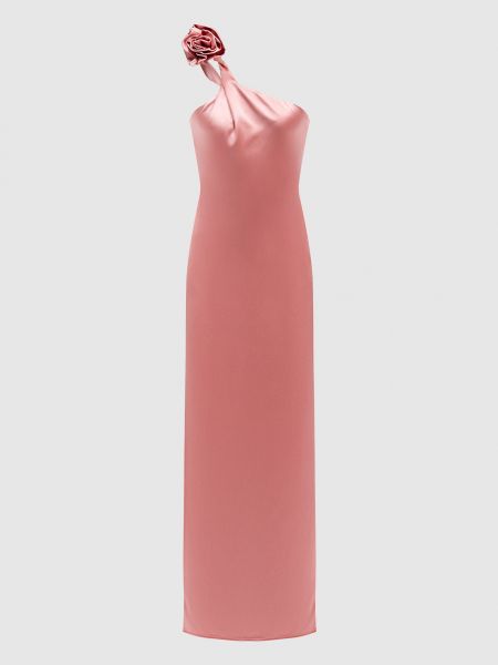 Шелковое вечернее платье с аппликацией Magda Butrym розовое