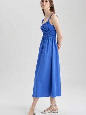 Midi šaty bez rukávov s krátkymi rukávmi Defacto modrá