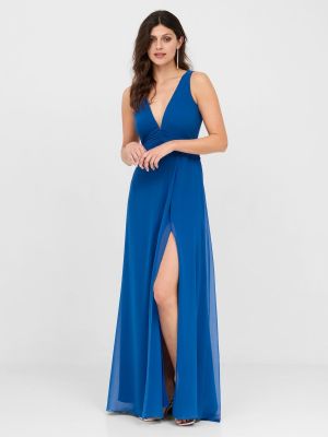 Длинное платье с v-образным вырезом Veneno En La Piel синее