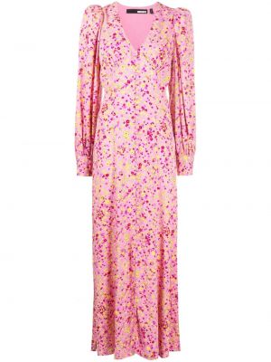 Jacquard virágos hosszú ruha Rotate rózsaszín