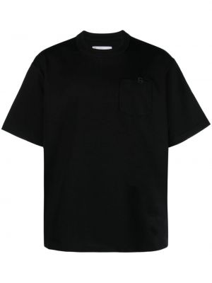 Памучна тениска бродирана Sacai черно
