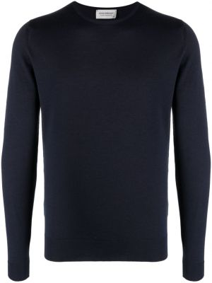 Vlnený sveter z merina John Smedley modrá