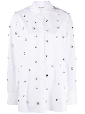 Памучна риза с кристали Sportmax бяло
