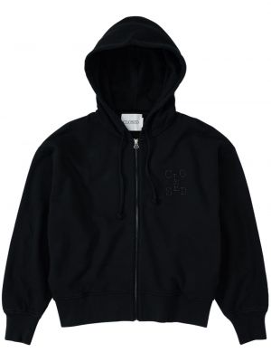 Pamučna hoodie s kapuljačom s patentnim zatvaračem Closed crna