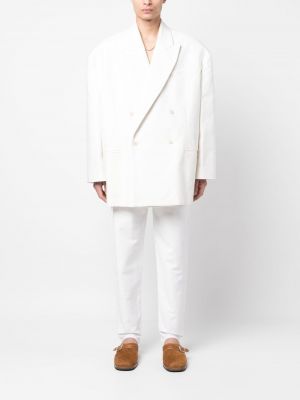 Bavlněné slim fit kalhoty Hed Mayner bílé