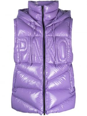 Prešívaná vesta s kapucňou Pinko fialová