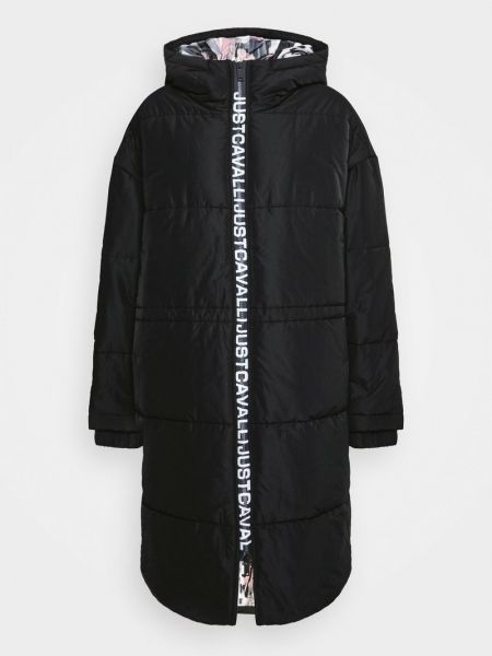 Czarny płaszcz zimowy Just Cavalli