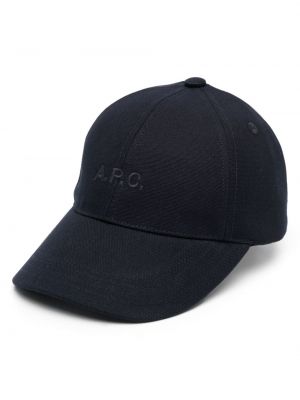 Medvilninis siuvinėtas kepurė su snapeliu A.p.c. mėlyna
