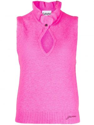 Top tricotate Ganni roz
