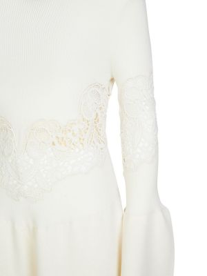 Μάλλινη μάξι φόρεμα με κέντημα Chloé λευκό