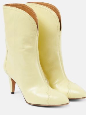 Кожени обувки до глезена Isabel Marant жълто