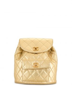 Mochila acolchada con estampado de rombos Chanel Pre-owned dorado