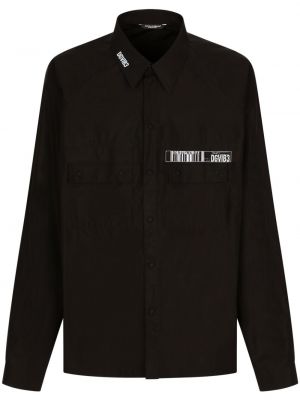 Bavlněná košile s potiskem Dolce & Gabbana černá