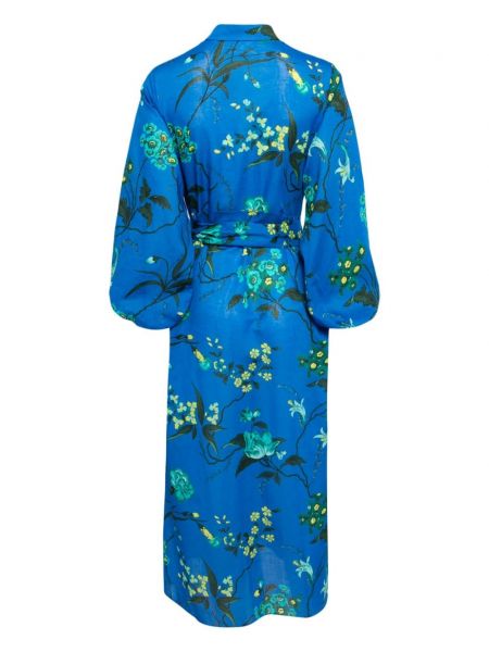 Kokvilnas kleita ar ziediem ar apdruku Erdem zils